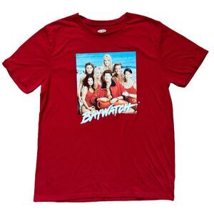 Baywatch T Shirt Old Navy Mens Large Short Sleeve Full Cast Red Pam Anderson